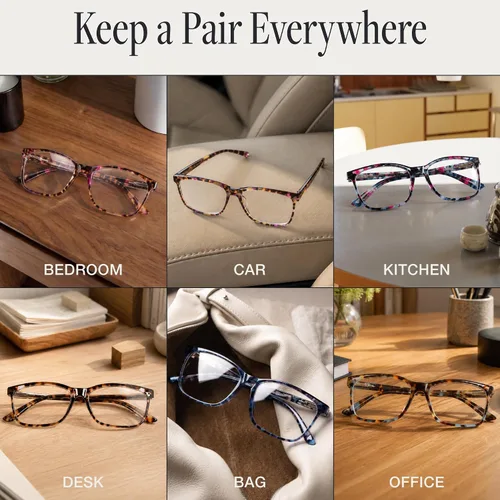 Vista 7 de NOVIVON Lentes de lectura para mujer, con bloqueo de luz azul, bisagra de resorte, diseño de moda, lentes con estampado para mujer