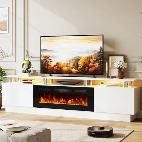Vista 21 de Soporte de TV de 70 pulgadas para sala de estar, centro de entretenimiento moderno y consola multimedia, se adapta a televisores de hasta 80 Todo