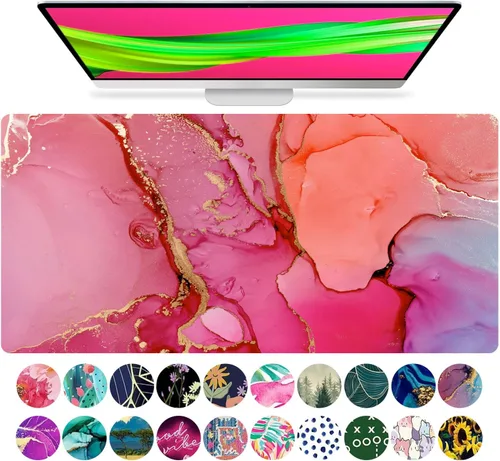 Vista 15 de French KOKO Alfombrilla de escritorio grande para mouse de 15 x 30 pulgadas, protector de escritorio floral extendido para teclado y mouse Llámame