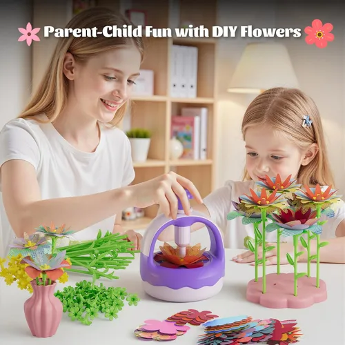 Vista 5 de Kit de manualidades de ramo de flores de tela, juguete de artes y manualidades DIY para niños, juego de actividades creativas para hacer flores
