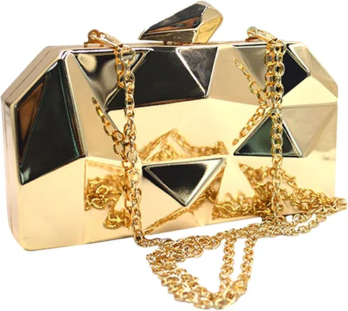 Vista 3 de CLARA Bolso de embrague de noche de metal geométrico para mujer