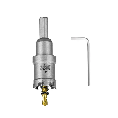 Vista 2 de SALI Kit de sierra perforadora TCT de 1 pulgada (1.024 in) con punta de carburo de tungsteno con broca piloto chapada en titanio para metal, acero
