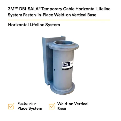 Vista 2 de 3M DBI-SALA 7400222 Componente horizontal, base vertical soldada para sistemas de postes fijados en el lugar, acero, imprimación soldable