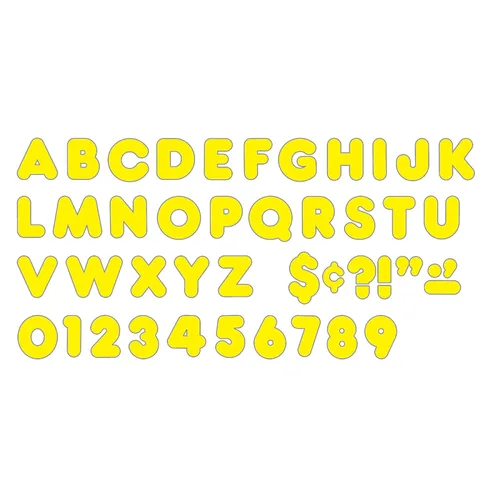 Vista 2 de Trend Yellow - Letras en mayúsculas casuales de 4 pulgadas, decoración de tablón de anuncios, 4 pulgadas, 75 piezas