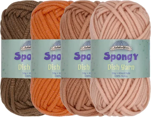 Vista 33 de JubileeYarn Hilo esponjoso para platos - 50 g/madeja de nylon grueso - paño de cocina - negro - 4 madejas