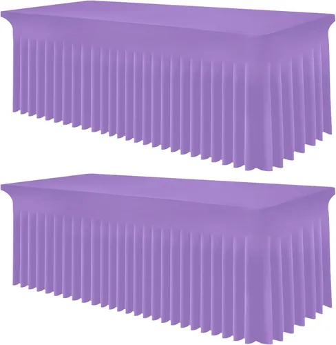 Vista 67 de Smiry Mantel de Spandex, Mantel Elástico Ajustable Extensible para Mesas Rectangulares de 6 Pies, Falda Cubierta de Mesa Impermeable y Lavable