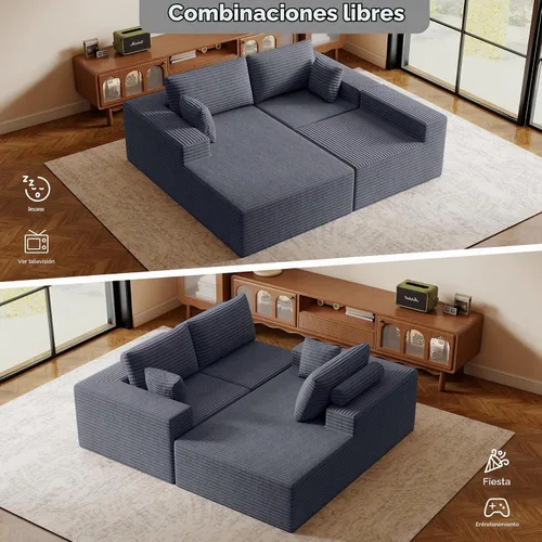 Vista 6 de Sofás seccionales modulares de nube de 111 pulgadas con chaise en forma de L, sofá tapizado de asiento profundo sin estructura para sala de estar