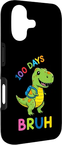 Vista 3 de Bruh 100 Days of School Dinosaur Kids Girls Boys Case for iPhone 17
