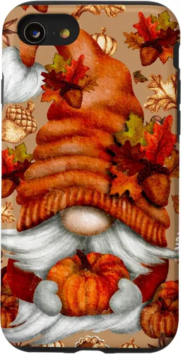 Vista 18 de Brown Fall Themed Gnome Pumpkin Cute Pattern Autumn Leaves Case for iPhone 16