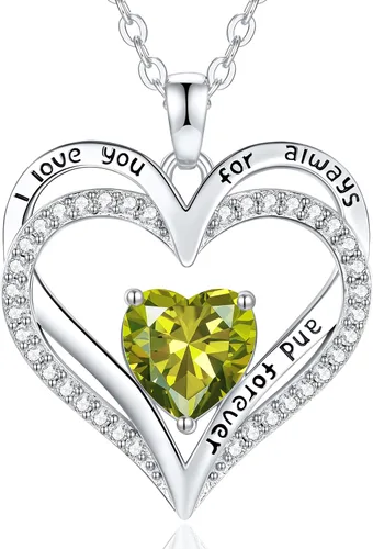 Vista 85 de CDE Collares de piedra natal para mujer, plata de ley 925, collar con colgante de corazón para siempre, Navidad, cumpleaños, aniversario, día de San