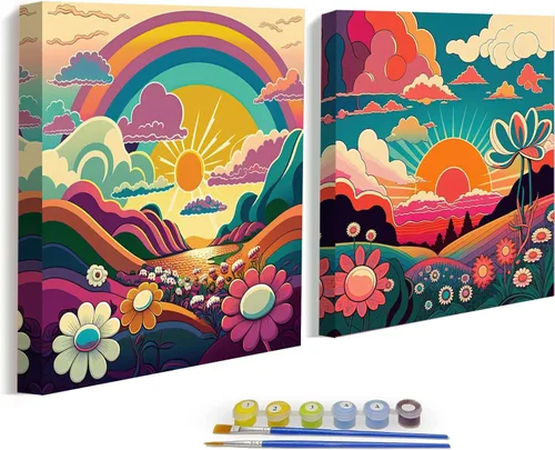 Vista 7 de Kit de Pintura por Números para Adultos - Pack de 2 Kits de Pintura por Números de Colibrí - Pintura Fácil en Acrílico por Números con Marco - Artes