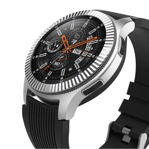 Vista 2 de AISPORTS Anillo de bisel compatible con Samsung Galaxy Watch 1.811 in bisel Loop cubierta adhesiva anti arañazos acero inoxidable bisel de metal