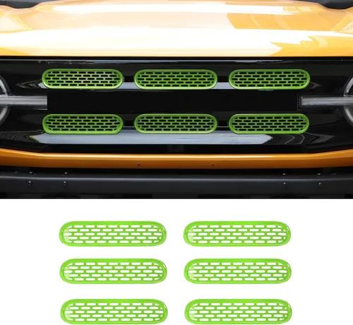 Vista 16 de Kit de 6 piezas de rejilla de malla para parrilla delantera, marco de cubierta, para Ford Bronco 2021-2024 de 2/4 puertas, accesorios exteriores