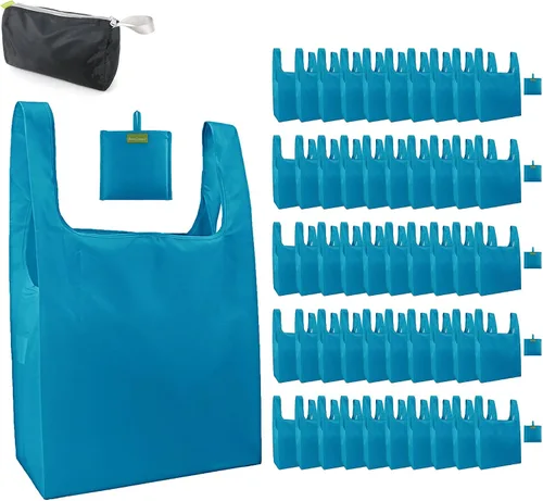Vista 35 de BeeGreen Bolsas de comestibles reutilizables de Navidad con bolsa de almacenamiento con cremallera, paquete de 10 bolsas de compras reutilizables a