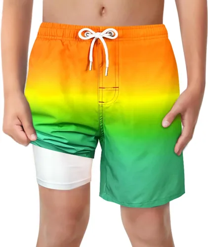 Vista 34 de Trajes de Baño para Niños con Forro de Compresión Cómodos Shorts de Natación Anti-Rozaduras Elásticos UPF Secado Rápido Talla 3T-20 Estrellas Águila