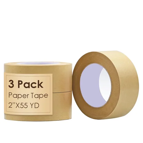 Vista 10 de TooCust Cinta de papel Kraft autoadhesiva,2 "X55YD,Cinta de papel marrón, Cinta de embalaje marrón biodegradable,Cinta de embalaje de papel
