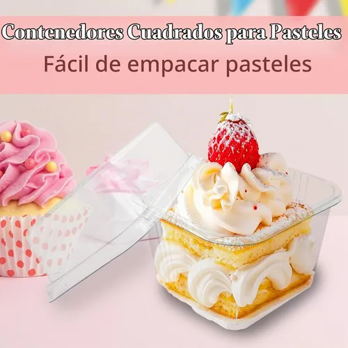 Vista 4 de Alaeseje - Paquete de 60 tazas de postre de plástico de 8 onzas con tapas