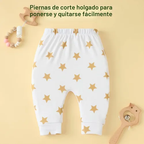 Vista 3 de Hakochia Pantalones para bebé para niños y niñas: 100% algodón, suaves, cómodos, con amplio espacio para pañales, 0-36 meses Multicolor-1