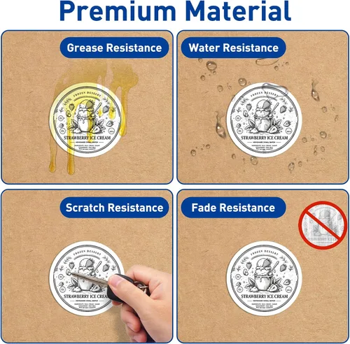 Vista 5 de ESSENTIAL - Etiquetas adhesivas térmicas directas circulares de 2 pulgadas, autoadhesivas, redondas Etiqueta de envío blanca, compatible