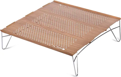 Vista 13 de iClimb Mini mesa plegable individual ultraligera y compacta para mochileros, camping, senderismo, playa, picnic (azul - S)