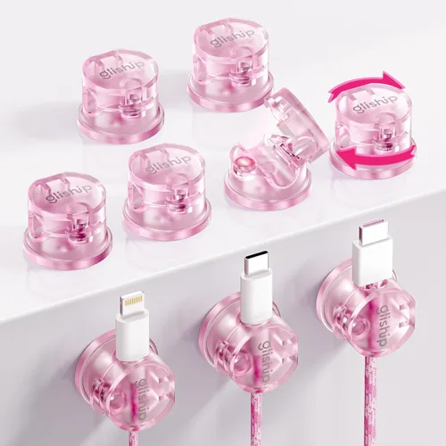 Vista 12 de Paquete de 9 clips magnéticos para cables, organizador de cables [giratorio de 360° mejorado], soporte de cable magnético fuerte, soporte de alambre