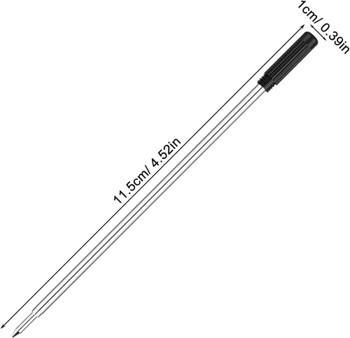 Vista 2 de 200pcs Ballpoint Pen Refills Black Ink Medium Point Metal Replacement Compatible with Cross Pens for Smooth Writing Office and Classroom Use