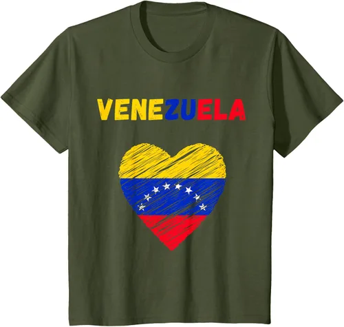 Vista 15 de Camiseta con la bandera venezolana con corazón de Venezuela, Negro