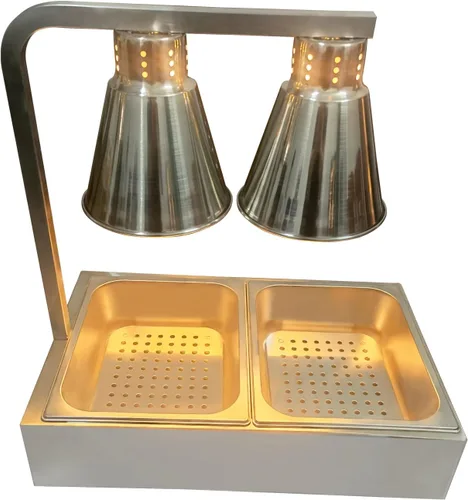 Vista 4 de Calentador portátil de papas fritas calentador de lámpara de calor infrarrojo estación de retención de alimentos con bombillas dobles y bandejas