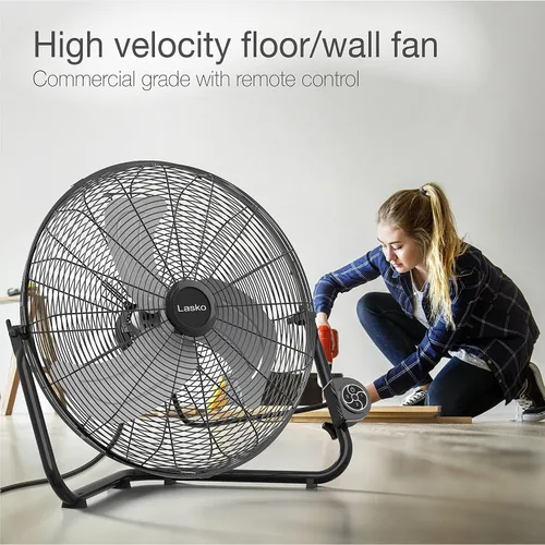 Vista 3 de Lasko Ventilador eléctrico de metal de grado comercial de alta velocidad, negro H20660 y U12104 Ventilador giratorio profesional de alta velocidad