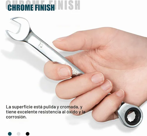 Vista 3 de Llave combinada de trinquete industrial de grado SORAKO, acero Cr-V con engranaje (A-10mm métrica)
