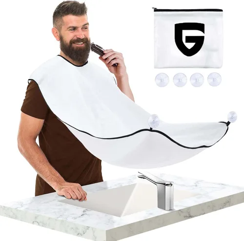 Vista 8 de Recogedor de babero para barba, atrapador de pelo de barba para fregadero, regalos de cumpleaños para hombres, él novio, capa de barba antiadherente
