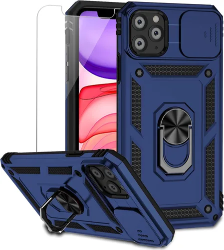 Vista 16 de Funda para iPhone 11 Pro con cubierta para lente de cámara, protector de pantalla HD, doble capa de protección contra caídas de grado militar