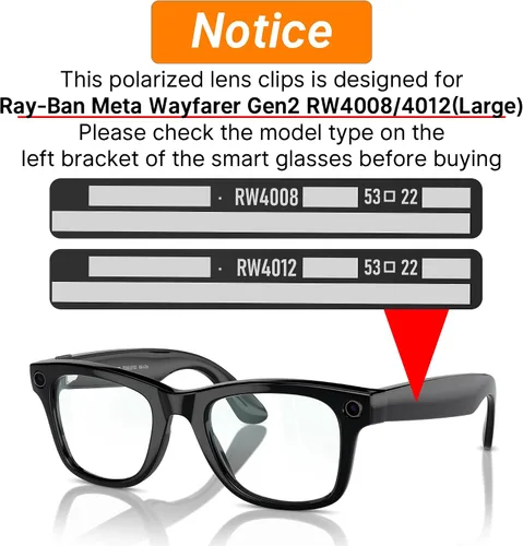 Vista 2 de HIBLOKS Clip polarizado para gafas inteligentes Ray-Ban Meta Wayfarer, Plateado