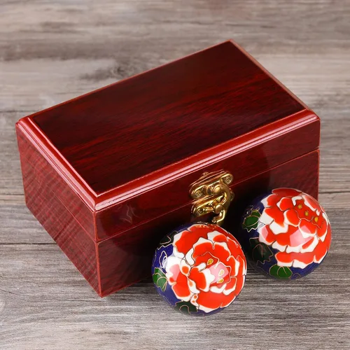 Vista 6 de 1.97 '' Bolas de Baoding Chino Ejercicio de Mano Bolas de Masaje con Caja Rosa Roja Patrón Bolas Azules con Campanillas Padres Regalo TQZDBS78