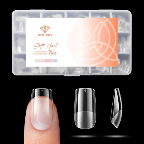 Vista 15 de Modelones Puntas de uñas cortas de almendra, 360 unidades, transparentes