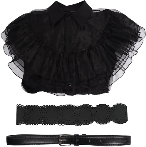 Vista 6 de Wednesday Addams Costume Dress Bag for Kids Girls Halloween Black Uniform Dress Addams Costume Dress for Cosplay Party