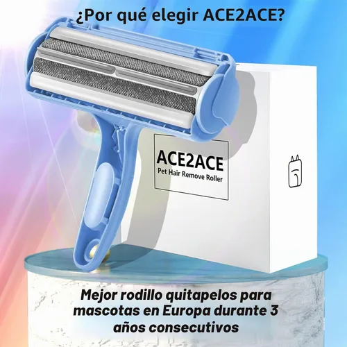 Vista 6 de ACE2ACE - Removedor de pelo de mascotas, rodillo reutilizable para pelos de gatos y perros, color azul Self Clean Cat Hair Remover with Dust Bin