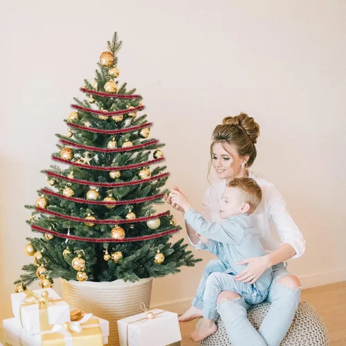 Vista 5 de Guirnalda metálica de oropel con purpurina de 66 pies para decoración de árbol de Navidad, bodas y fiestas de cumpleaños (dorado)