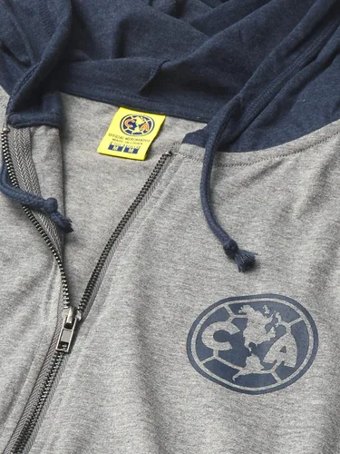 Vista 3 de Icon Sports Sudadera ligera con capucha para hombre de la Federación Mexicana de Fútbol Asociación con cremallera completa