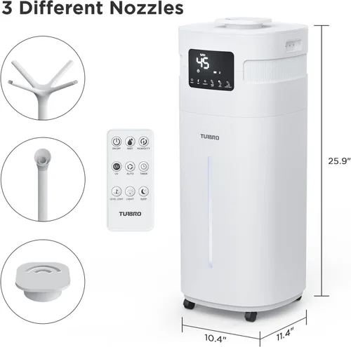 Vista 8 de TURBRO Humidificador comercial, habilitado para WiFi, vaporizador de aire ultrasónico de 5.3 galones/20L para habitaciones grandes de hasta 2000