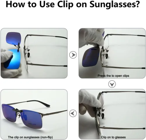 Vista 4 de Long Keeper Gafas de sol polarizadas con clip sin montura para mujeres y hombres, cuadrados, no abatibles, para pesca, conducción