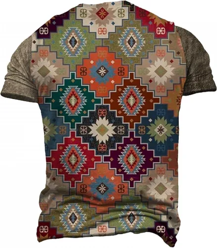 Vista 3 de Camiseta Dashiki grande y alta para hombre, diseño tribal tradicional, diseño de lujo, manga corta, camisa africana a la moda