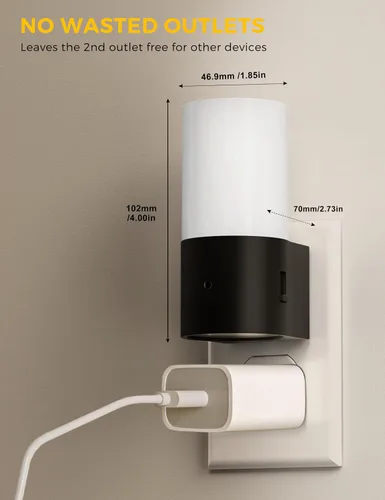 Vista 7 de L LOHAS LED Las luces nocturnas se enchufan en la pared, luz nocturna regulable 0-100LM Dusk to Dawn Sensor, Soft White 3000K, Plug in Nightlights