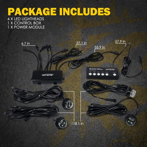 Vista 7 de Xprite Kit de luces estroboscópicas LED ámbar ocultas, 20 patrones intermitentes con panel de control, faros, luces traseras, luces antiniebla