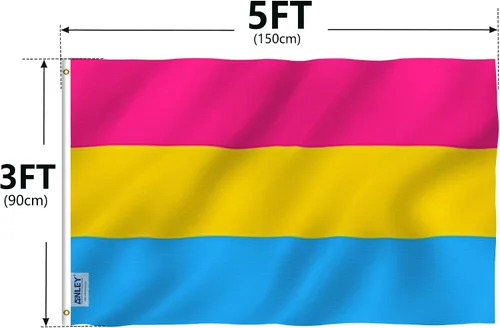 Vista 7 de Anley Fly Breeze - Bandera del orgullo pansexual de 3 x 5 pies, color vivo y a prueba de decoloración, cabecera de lona y doble costura, banderas