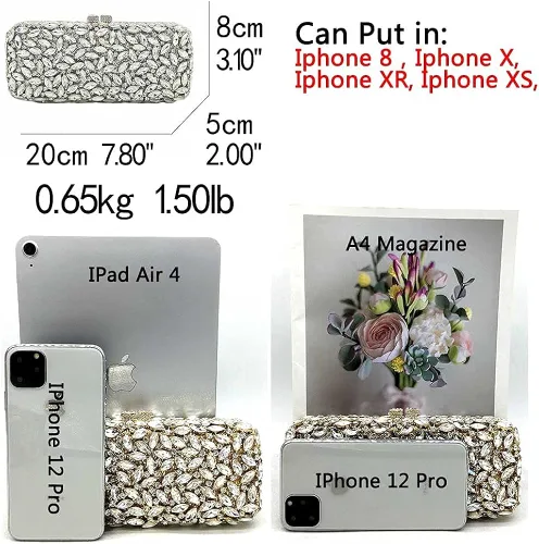 Vista 2 de Bolso de mano de cristal brillante para mujer bolso Minaudiere