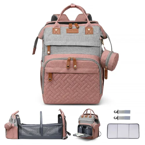 Vista 12 de ANWTOTU Mochila Bolsa para Pañales, Verde militar Mochila de viaje impermeable multifuncional con cambiador, estuche para chupete y correas