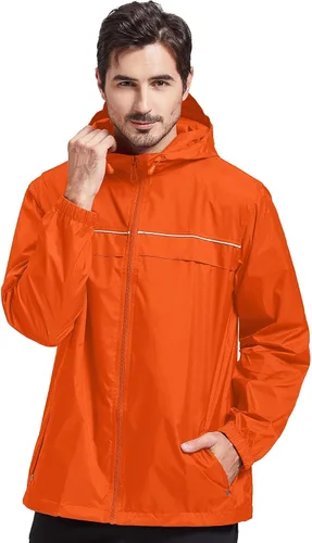 Vista 41 de SWISSWELL Chaqueta impermeable para hombre, rompevientos, ligera con capucha para uso diario casual