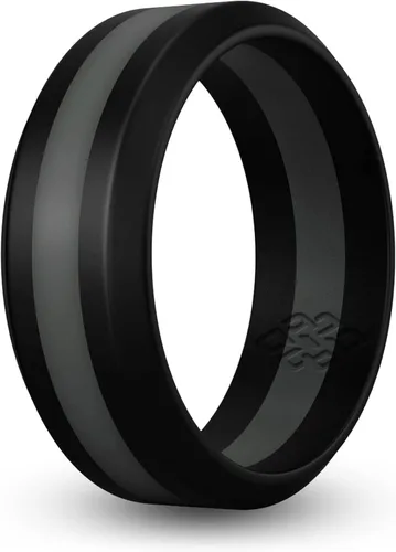 Vista 10 de Knot Theory Thin Line Silicone Ring for Men Women - 8mm Wedding Band Azul