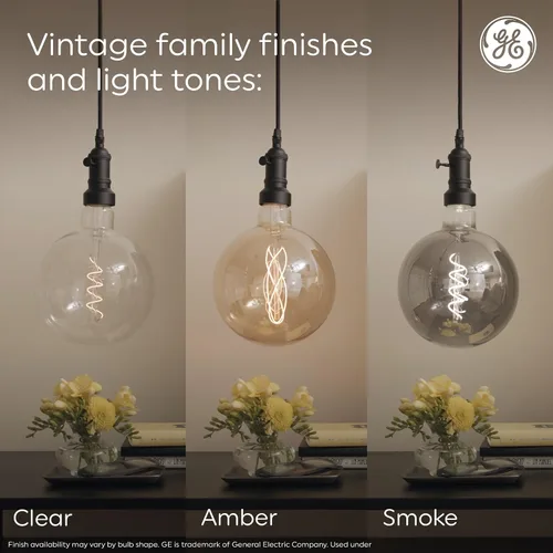 Vista 5 de GE Bombillas LED de estilo vintage, 60 vatios, acabado ámbar, bombillas estilo Edison ST19 (paquete de 6)